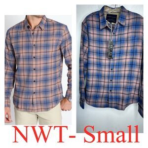 Jachs Brawny Flannel Work Shirt Mens Small Blue Plaid Cotton Button Up $99 Gift
